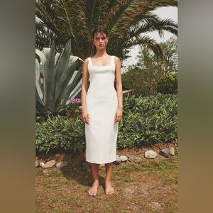 Zara linen blend midi dress - Ecru